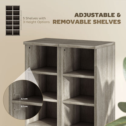 Set of 2 CD Storage Units with Adjustable Shelves, Distressed Grey