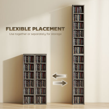 Set of 2 CD Storage Units with Adjustable Shelves, Distressed Grey