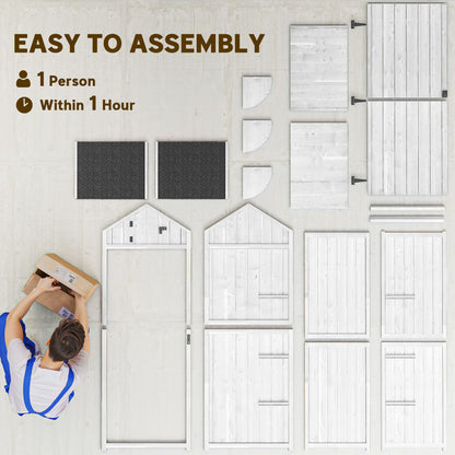 Wooden Garden Storage Shed Tool Storage Box, Light Grey