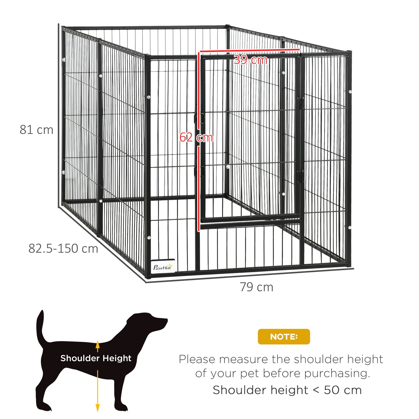 82.5-150 cm x 81 cm Heavy Duty Pet Playpen, 6 Panel Exercise Pen for Dogs, Adjustable Length, Small and Medium Sized Dogs