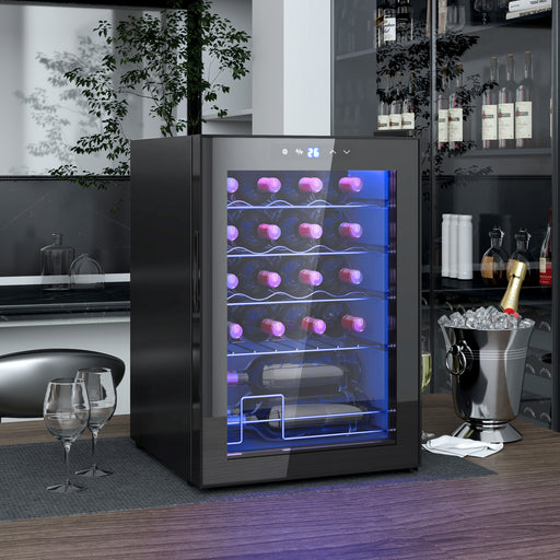 Freestanding Wine Cooler Fridge with Glass Door, 20 Bottle, LED Light