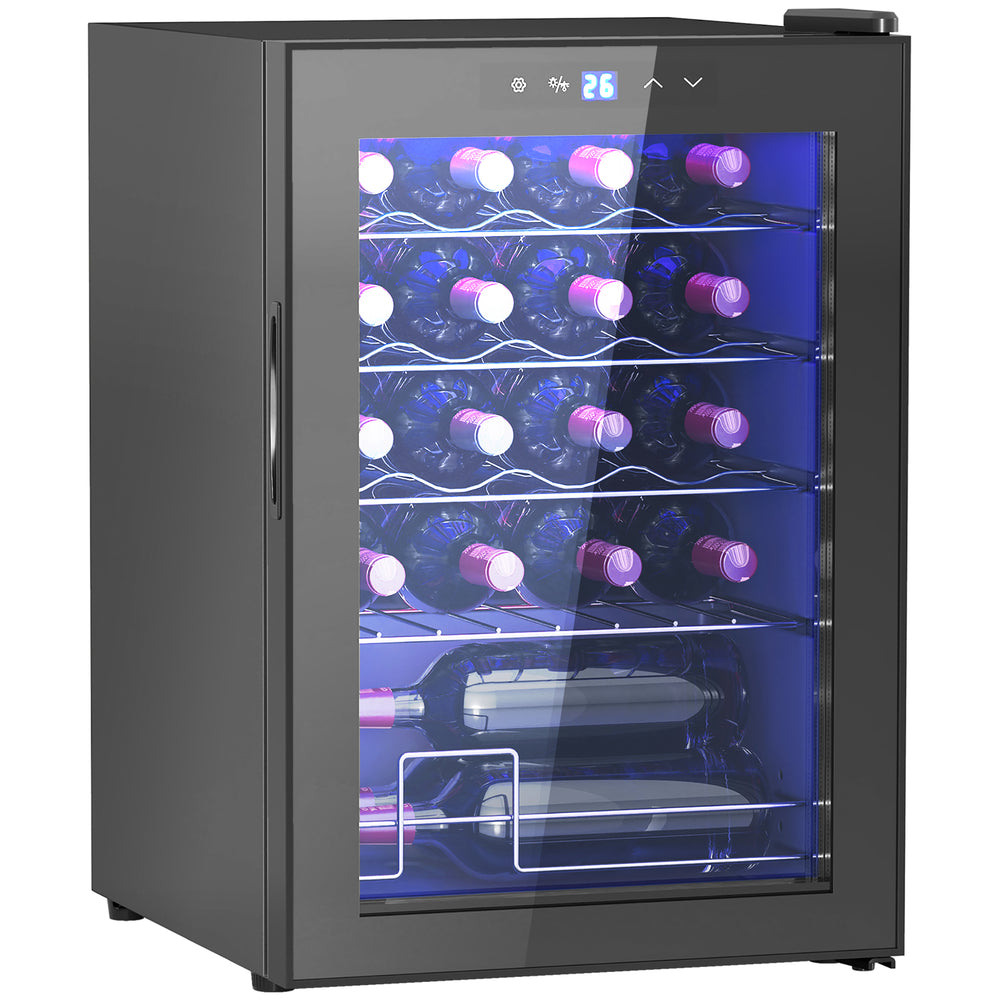 Freestanding Wine Cooler Fridge with Glass Door, 20 Bottle, LED Light