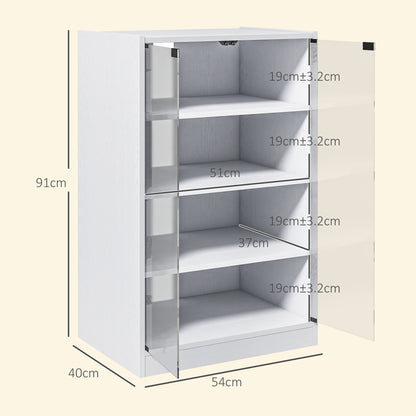 4-Tier Hi-Fi Stand with Adjustable Shelves, White Wood-Effect