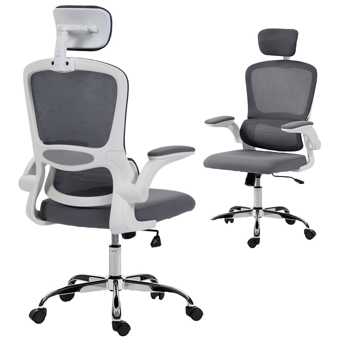 High Back Mesh Computer Desk Chair with Lumbar Support, Charcoal Grey