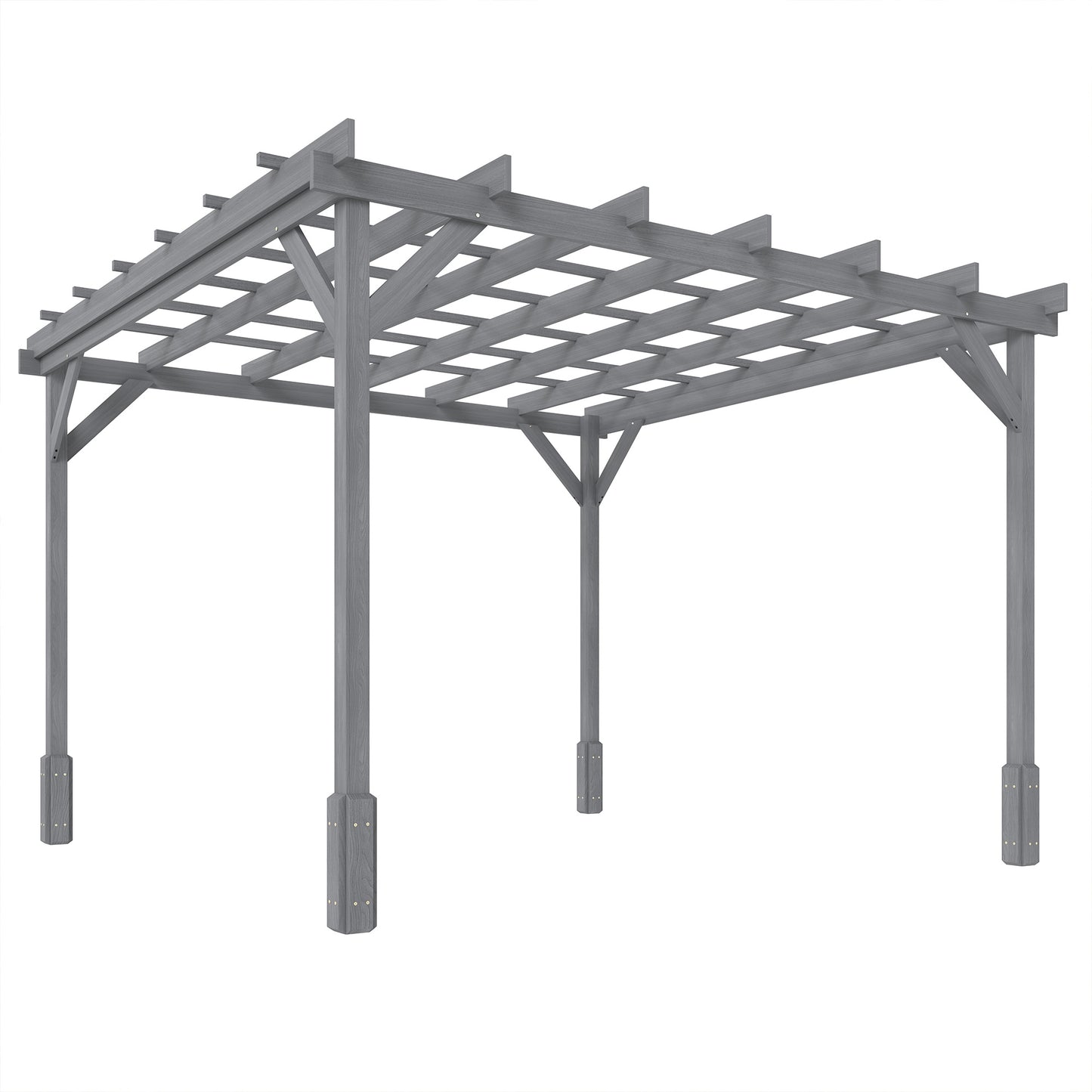 3 x 3 m Wooden Pergola Kit, Garden Gazebo Shelter, Grey
