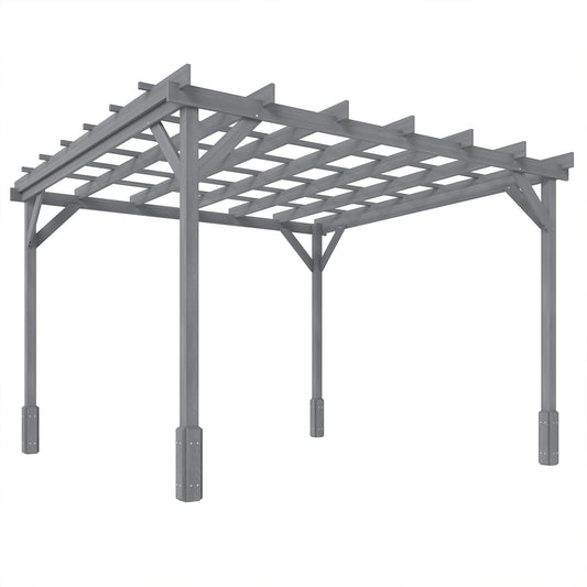 3 x 3 m Wooden Pergola Kit, Garden Gazebo Shelter, Grey