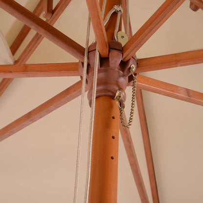 Warehouse Clearance: Beige Parasol Patio 3x3M Double Tier Garden Sun Umbrella Sunshade Outdoor Wood Wooden Canopy Tier (Jersey Only)