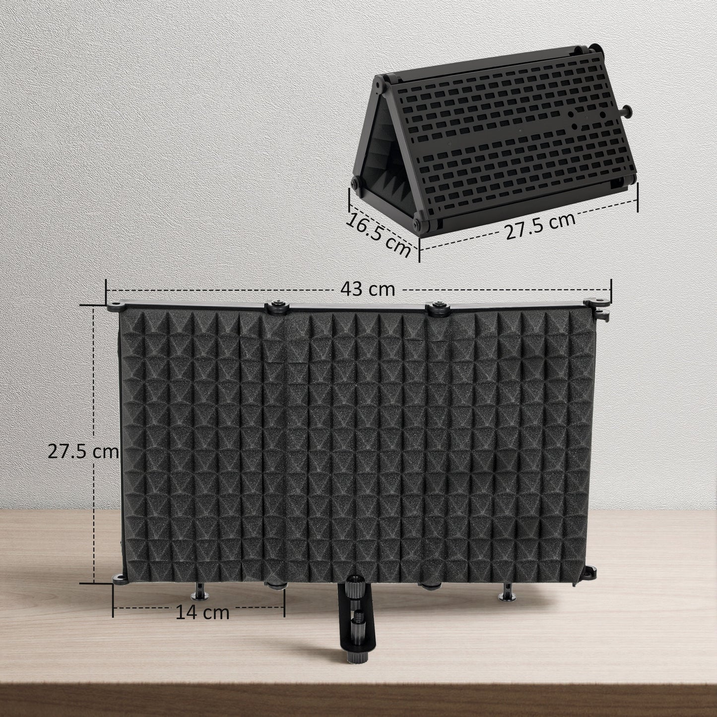 Foldable Table Top Studio Microphone Isolation Shield, Black