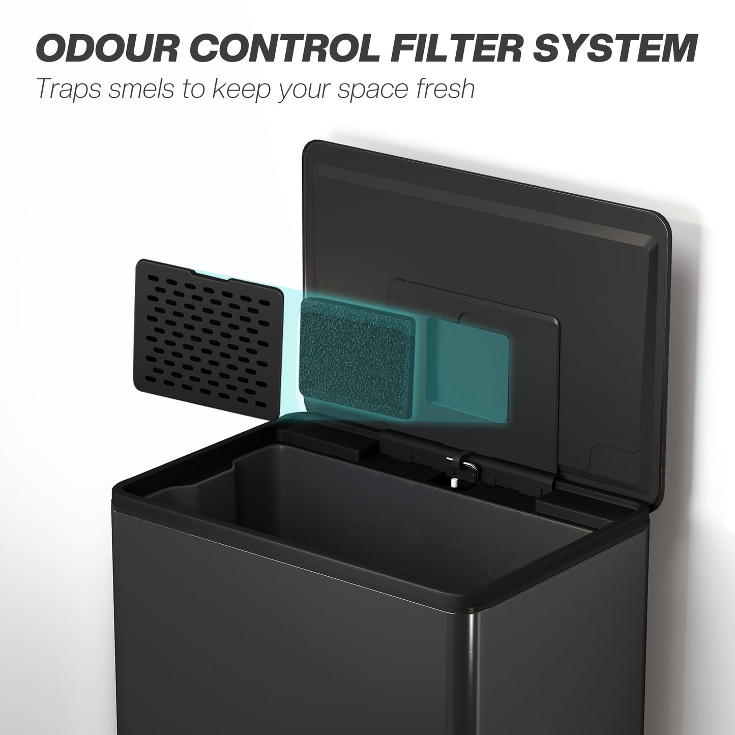 45L Kitchen Bin, Pedal Bin with Soft-Close Lid, Removable Bucket