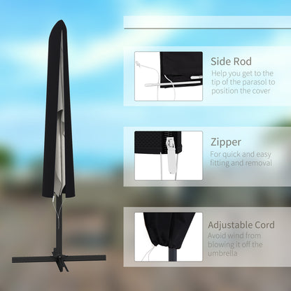 Garden Parasol Cover for 2-4m Outdoor Umbrella Protector w/ Rod, Zipper