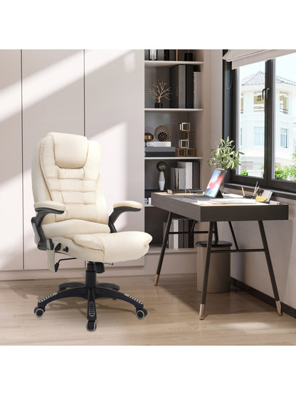 Heated Vibrating Massage Office Chair with Reclining Function, Beige