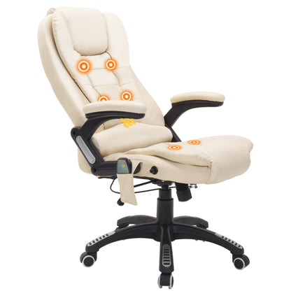Heated Vibrating Massage Office Chair with Reclining Function, Beige