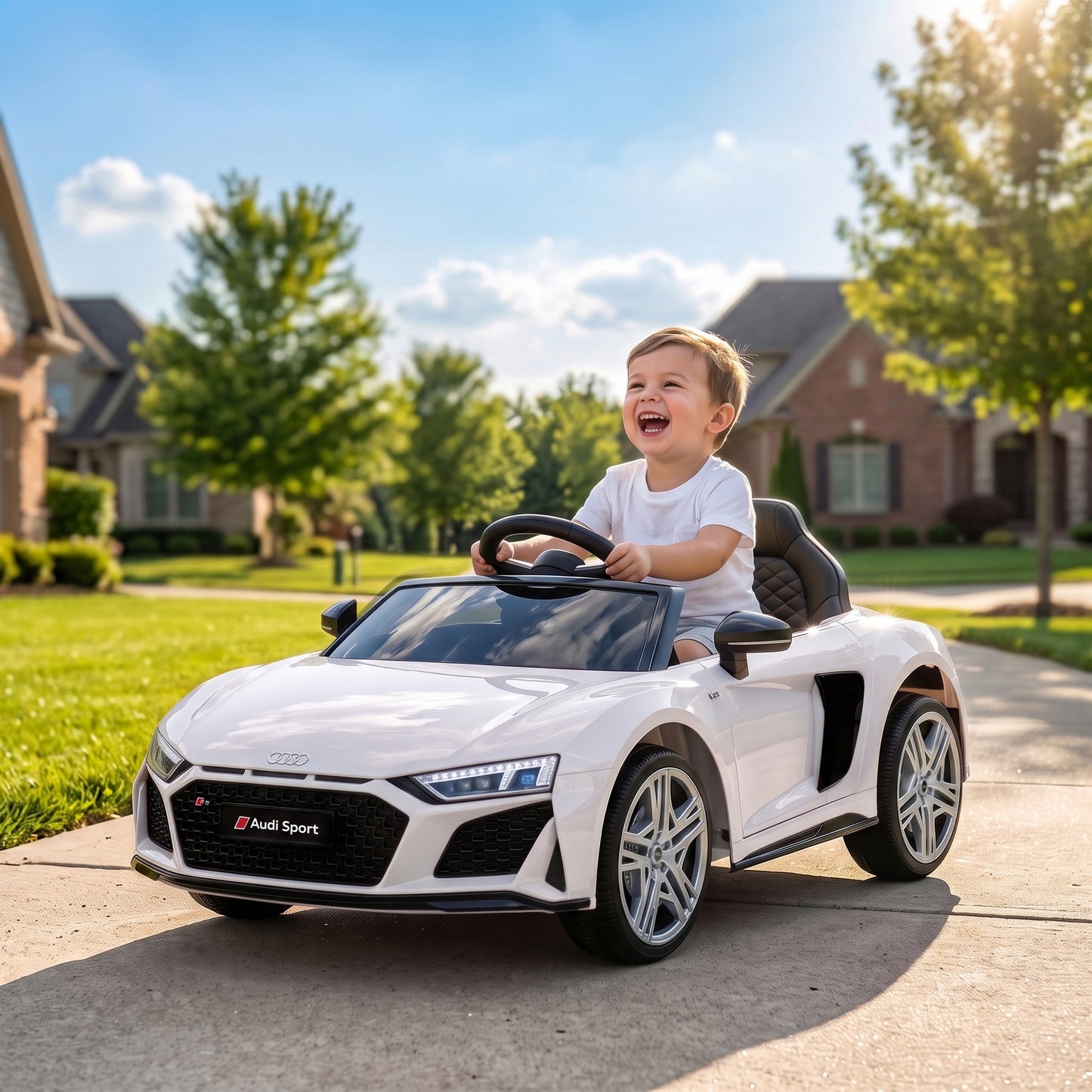 Licensed Audi R8 Spyder 12V Electric Car for Kids with Remote White