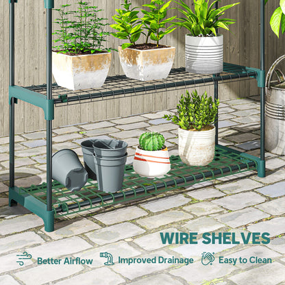 4-Tier Plant Stand Indoor Outdoor, Set of 2 Metal Plant Shelf