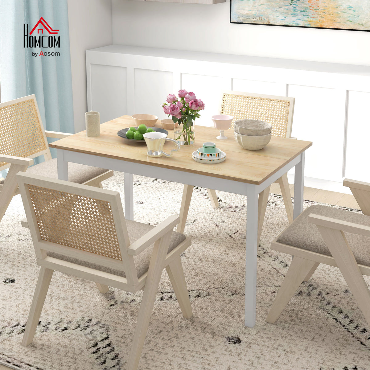 Dining Table Farmhouse Kitchen Table w/ Wood Frame for Dining Room