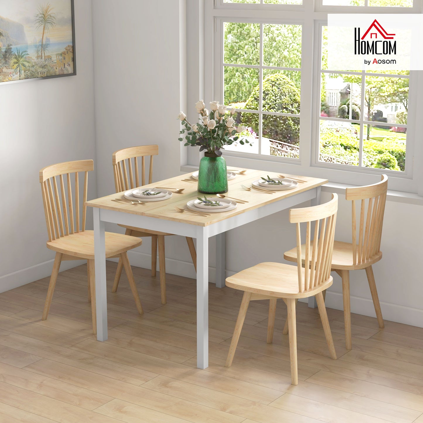 Dining Table Farmhouse Kitchen Table w/ Wood Frame for Dining Room