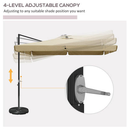 3(m) Cantilever Roma Parasol, Hanging Garden Parasol, Aluminium Square Patio Umbrella with Crank Handle and Tilt, Sun Shade