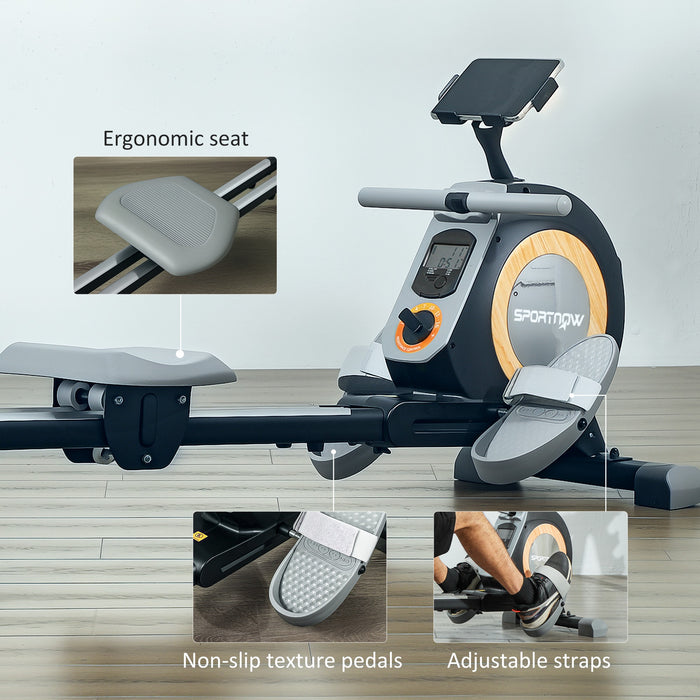 16-Level Magnetic Rowing Machine w/ LCD Monitor, Black