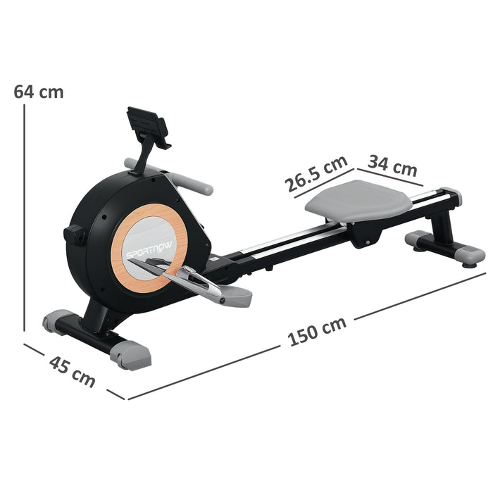 16-Level Magnetic Rowing Machine w/ LCD Monitor, Black