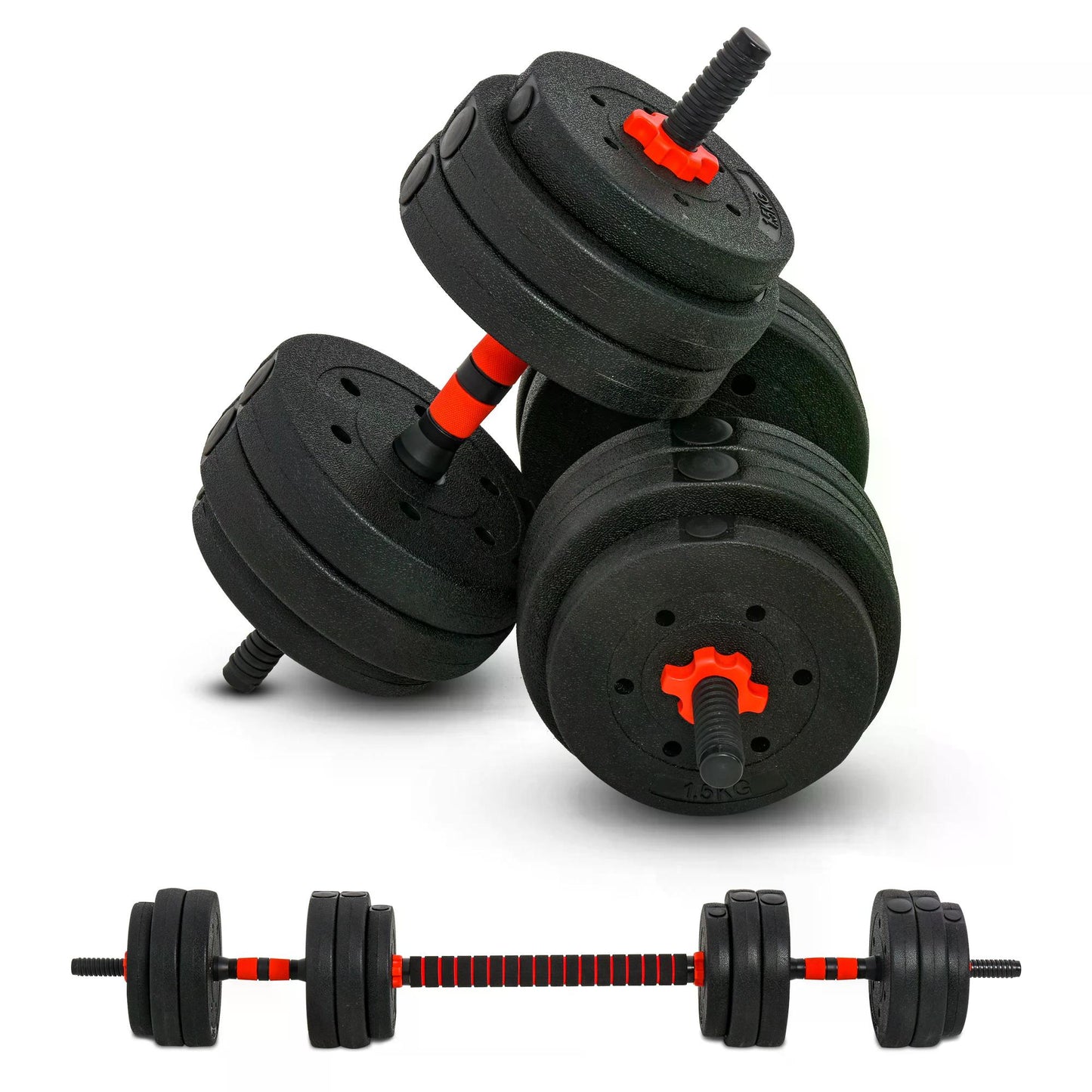 25kg 2 IN 1 Adjustable Dumbbells Weight Set, Dumbbell Hand Weight Barbell for Body Fitness, Lifting Training for Home, Gym, Black