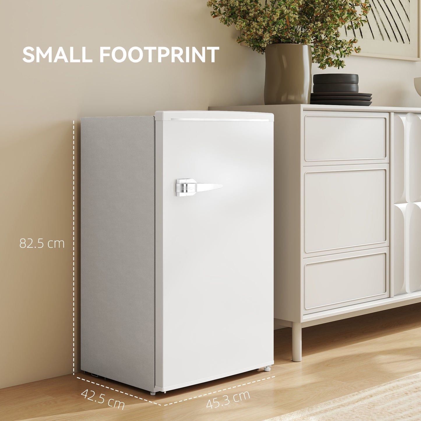 85L Freestanding Under Counter Fridge with Chiller Box, White