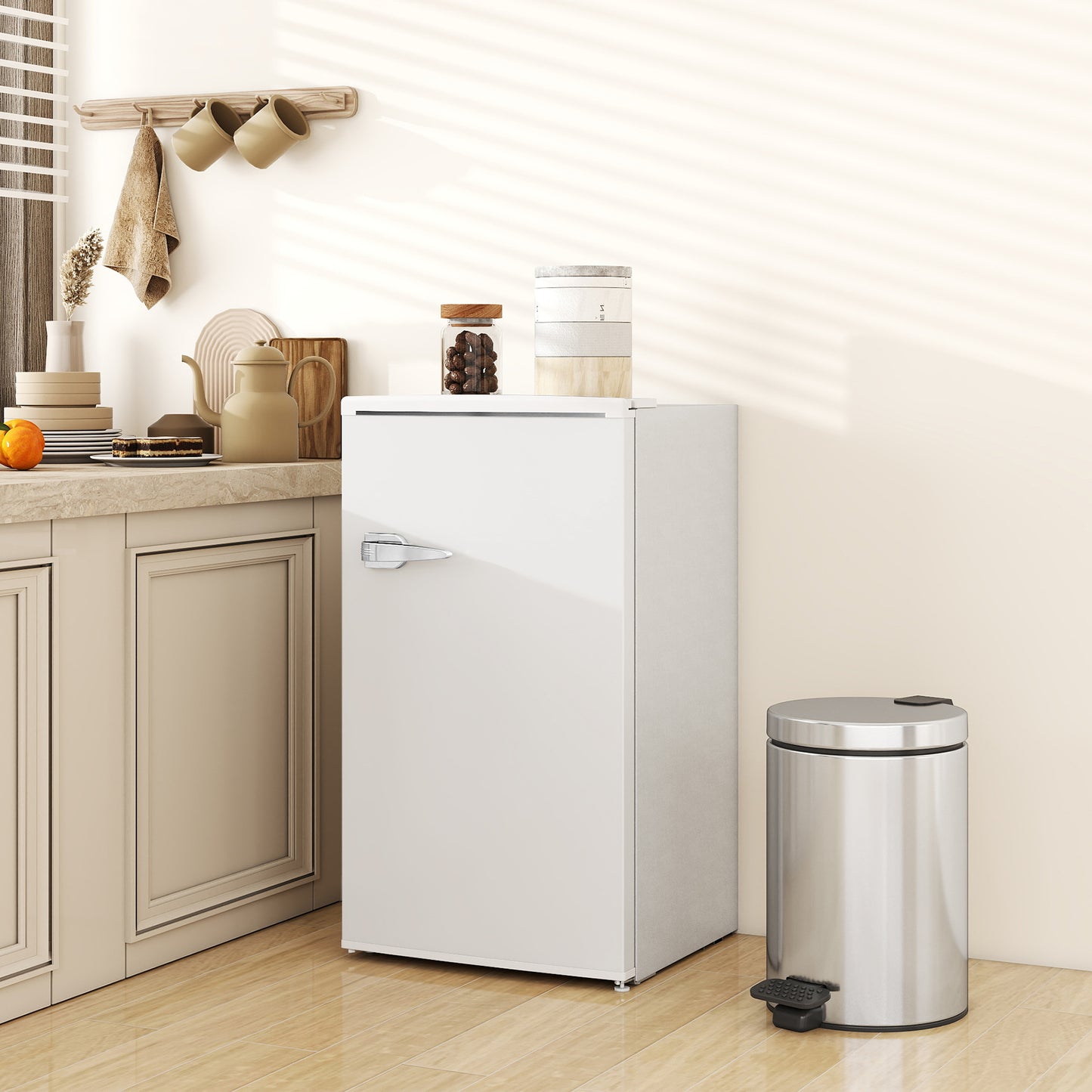 85L Freestanding Under Counter Fridge with Chiller Box, White