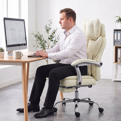Big and Tall Office Chair with Lumbar Support, Beige