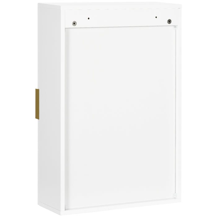 kleankin Bathroom Wall Cabinet, Over Toilet Storage Cupboard with Adjustable Shelves for Hallway, Living Room, White