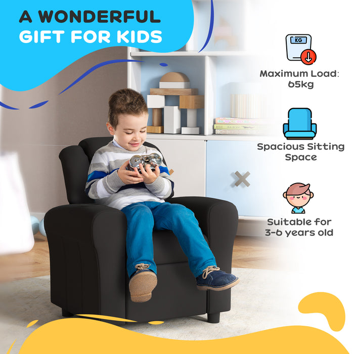 Kids Recliner Chair with Adjustable Backrest & Footrest, Black