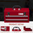 DURHAND Lockable Metal Tool Box, 2 Drawer Tool Chest with Latches, Handle, Ball Bearing Runners, Red