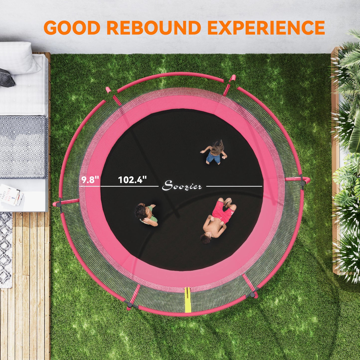 10ft Trampoline with Enclosure Net and Spring Cover, Pink