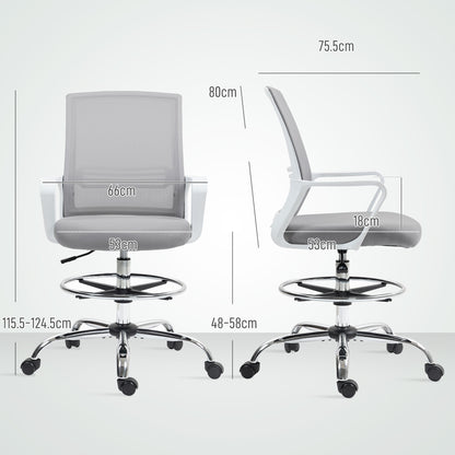 Draughtsman Chair, Mesh Ergonomic Drafting Chair, Grey