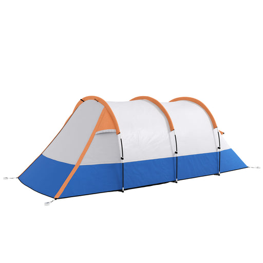 Camping Tent, Large Tunnel Tent with Bedroom and Living Area, 2000mm Waterproof, Portable with Bag for 2-3 Man, Orange