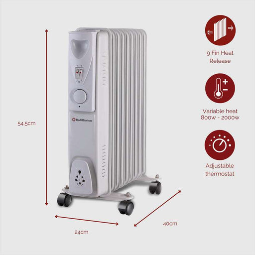 9 Fin Oil Heater - Save On Energy Bills With This Oil Filled Radiator On Wheels