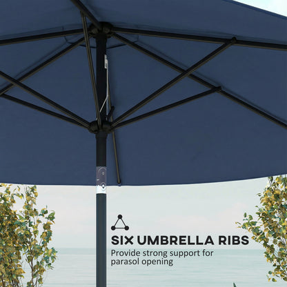 2.6M Garden Parasol Umbrella with Aluminium Pole, Tilt, Navy Blue
