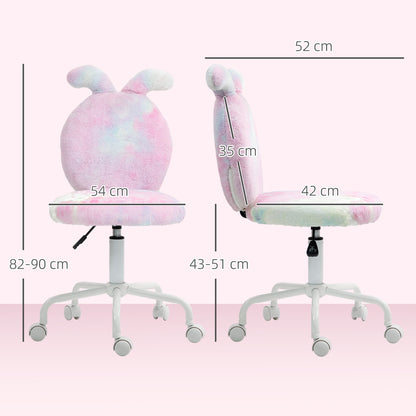 Armless Desk Chair Bunny Vanity Chair with Swivel Wheels Colourful