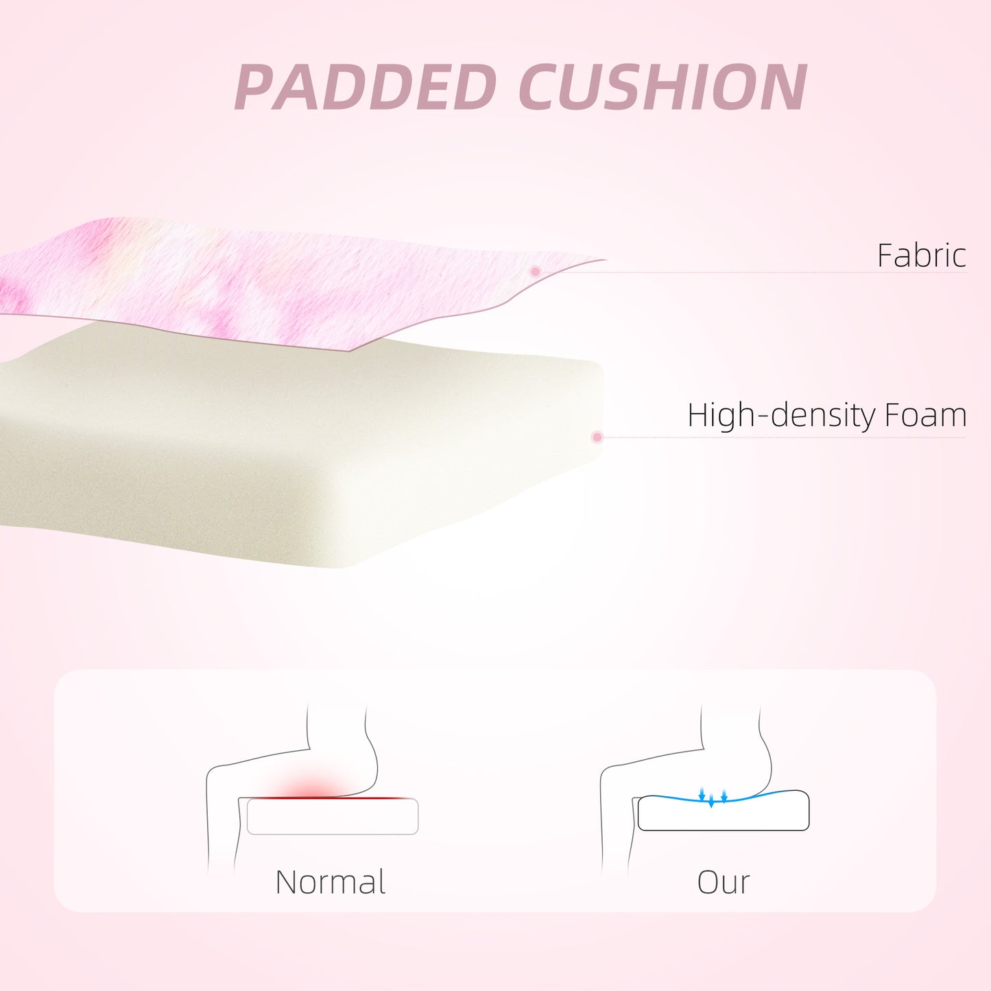 Armless Desk Chair Bunny Vanity Chair with Swivel Wheels Colourful