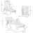 2PCs Outdoor Folding Sun Lounger Recliner on Wheels w/ 5-Position Backrest, White