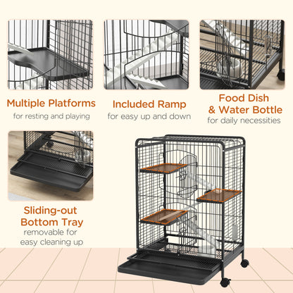4-Level Small Animal Cage with Ramps (Not for Rats, Hamsters or Guinea Pigs) - Black