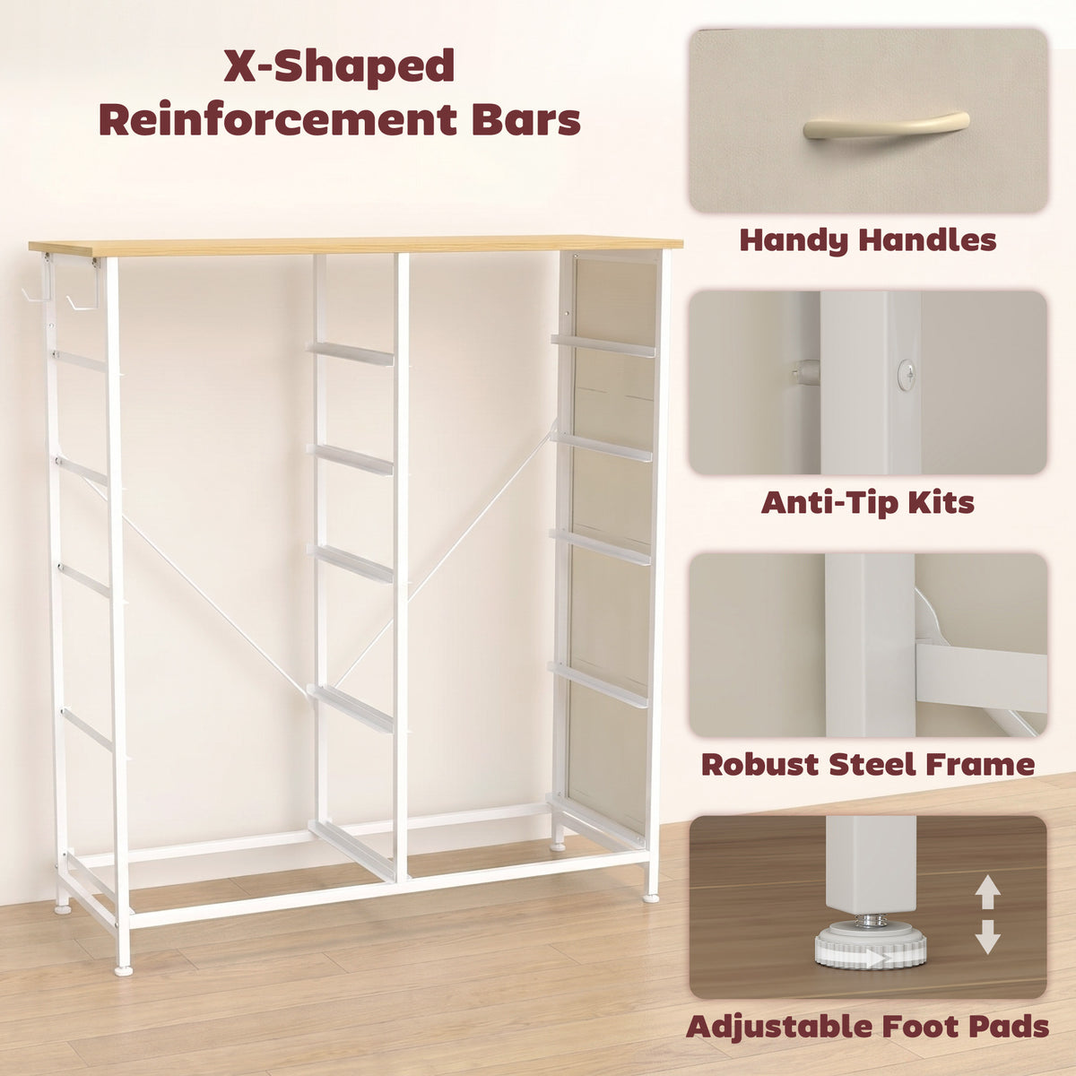 Fabric Chest of Drawers, 10 Drawer Dresser for Bedroom, Beige