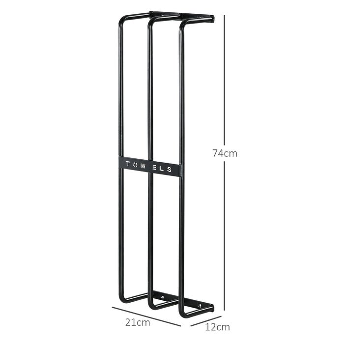 Metal Towel Rack Wall Mounted, 3 Bar Towel Rail for Bathroom, Black