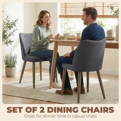 Dining Chairs Set of 2, Kitchen Chairs with Padded Seat, Curved Back