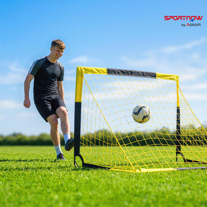 Pop Up Football Goal, 5 x 3.5ft Portable Folding Football Net with Carry Bag, 4 U-Shaped Ground Stakes, Fibreglass Pole, Training Equipment for Indoor and Outdoor Use, Easy Setup