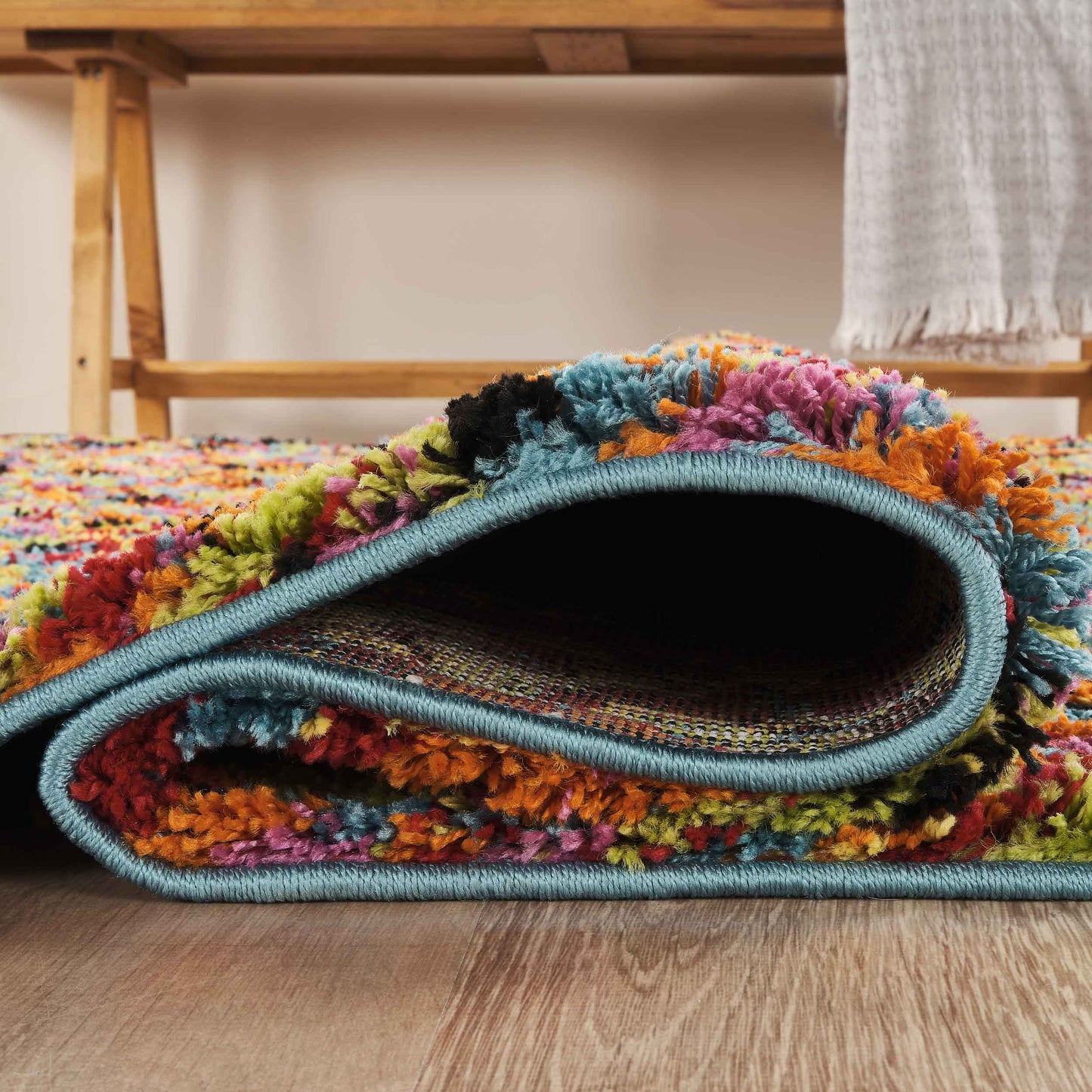 Rio Pixel Modern Geometric Abstract Shaggy Area Rug Multi Colour
