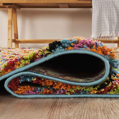 Rio Pixel Modern Geometric Abstract Shaggy Area Rug Multi Colour