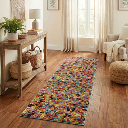 Rio Pixel Modern Geometric Abstract Shaggy Area Rug Multi Colour