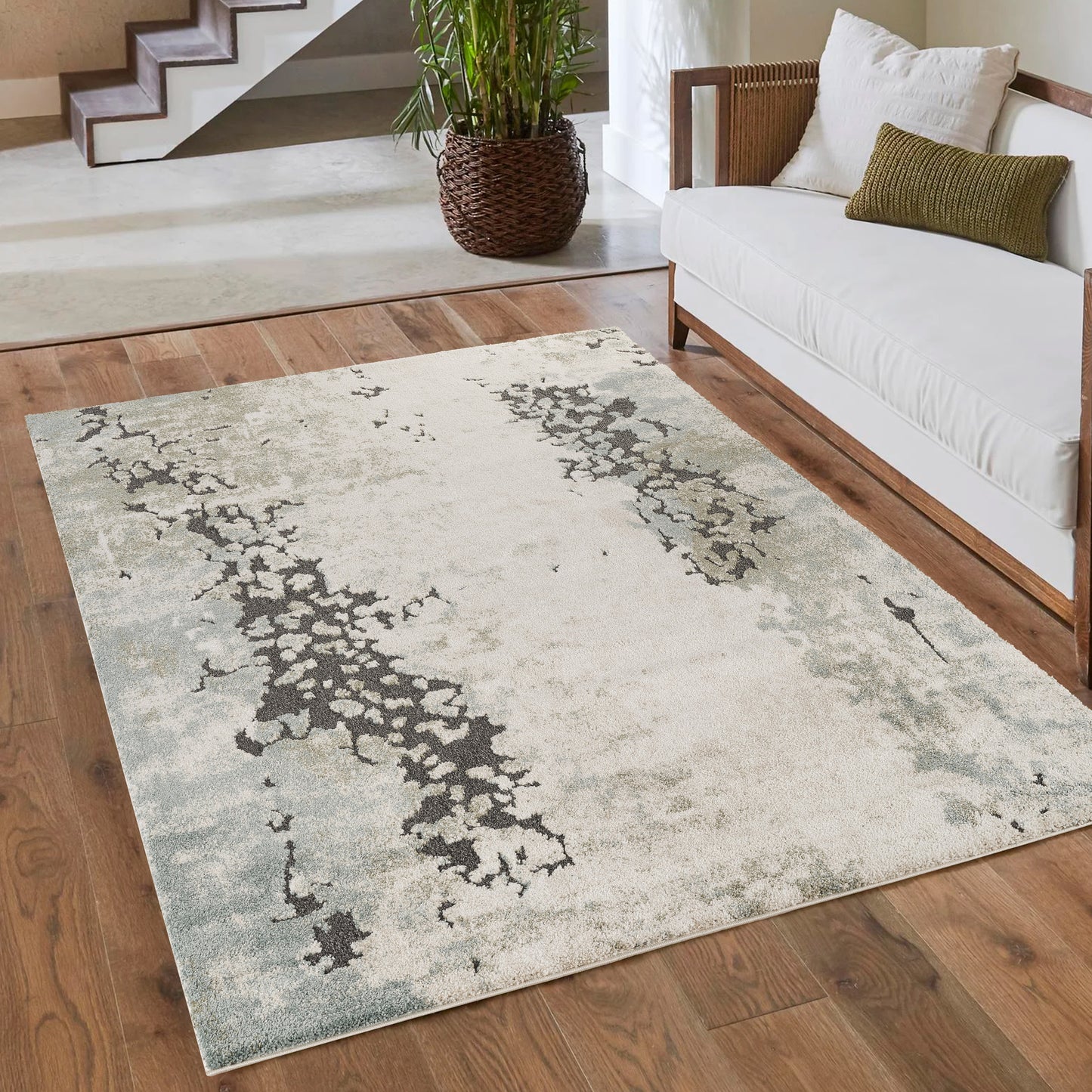 Essence Living Room Area Rug Oragnic Abstract Design Contemporary Hallway Rug - 4 Colours Available