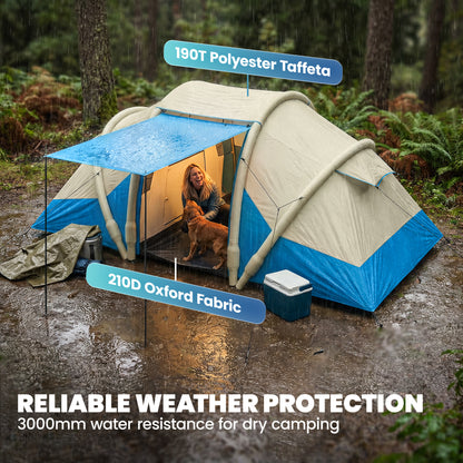 Inflatable Tent 3000mm Waterproof for 4 Person, Blue