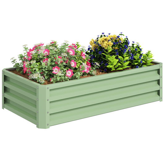 Raised Garden Bed Elevated Planter Box for Flowers Light Green