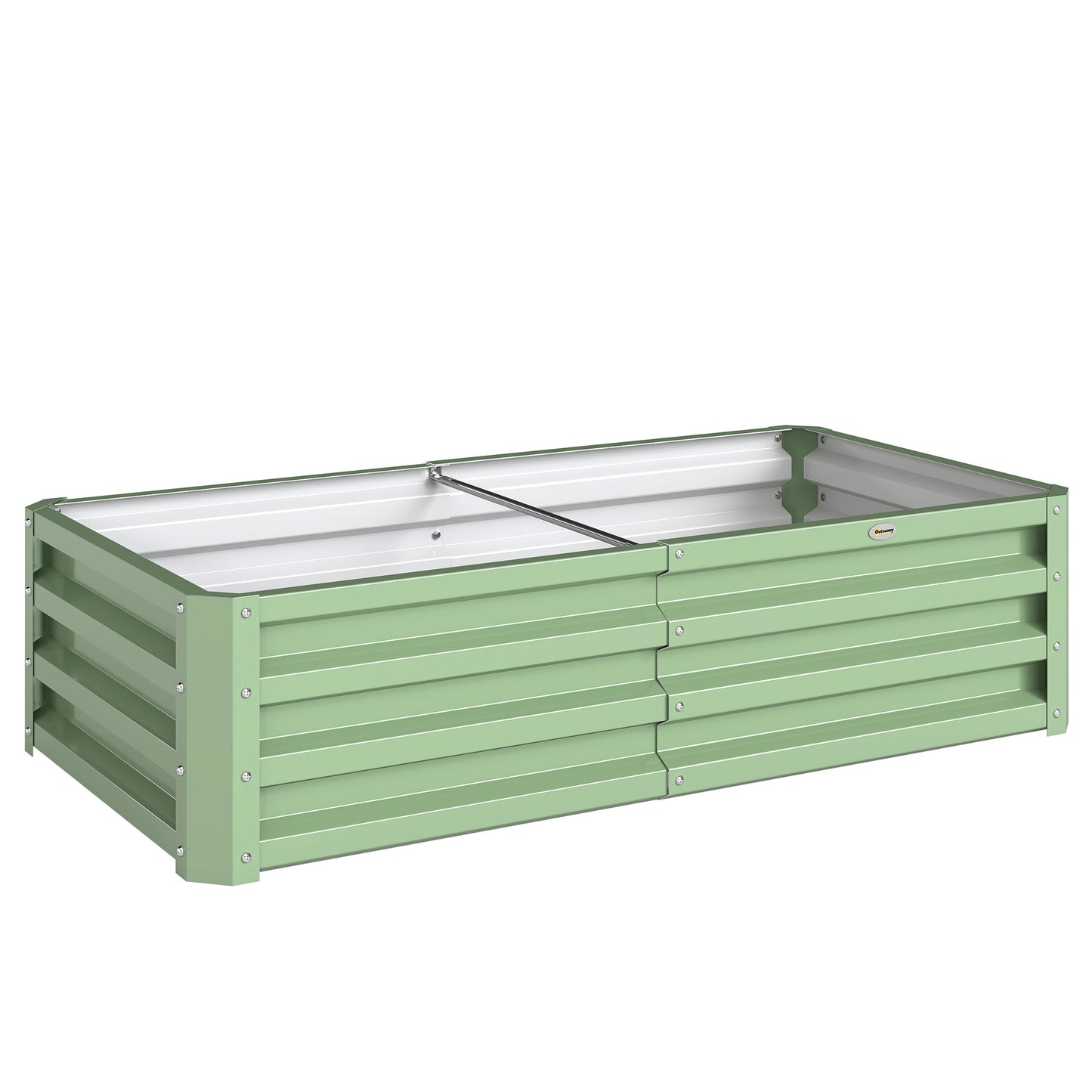 216L Raised Garden Bed, Galvanised Planter Box Outdoor with Open Bottom, Metal Raised Garden Bed Kit for Vegetables, Flowers and Herbs, 120 x 60 x 30.5cm, Light Green